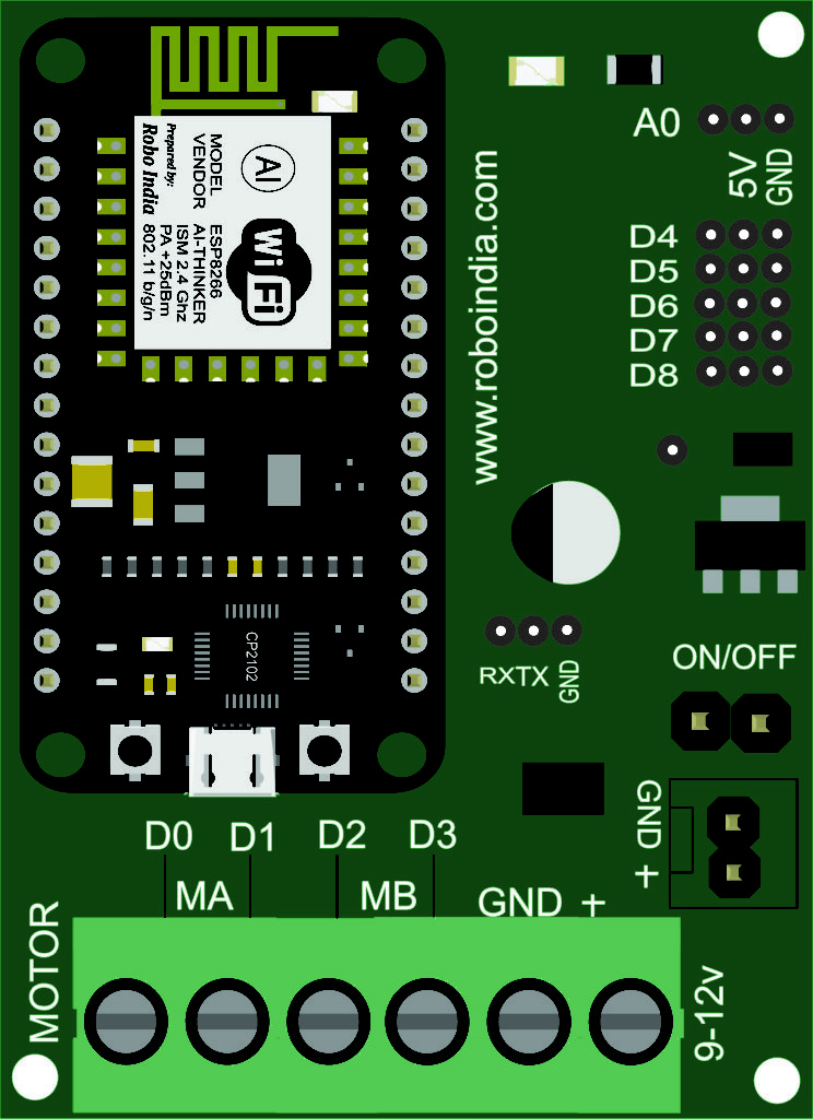 NodeMCU Motor Shield - Robo India || Tutorials || Learn Arduino || Robotics