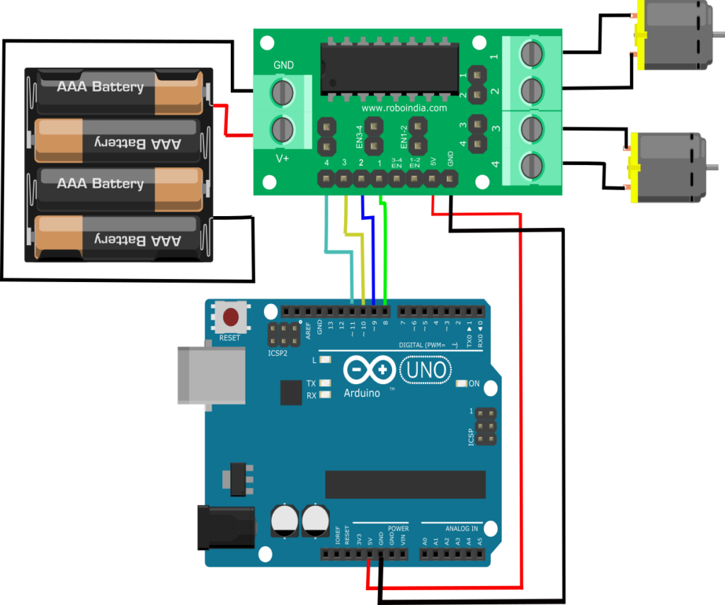 L293D Motor Driver - Arduino - Robo India || Tutorials || Learn Arduino ...