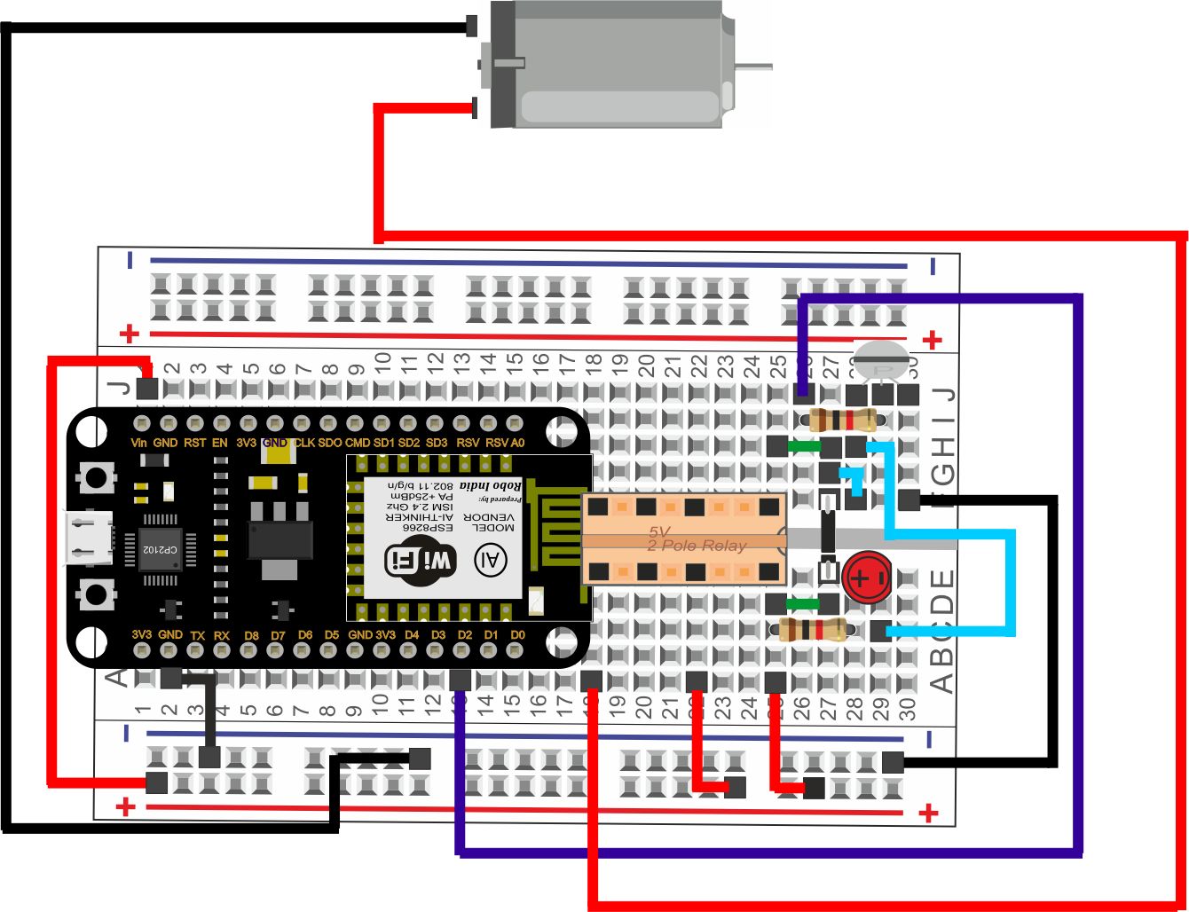 NodeMCU Controlling motor through on Arduino IDE - Robo India ...