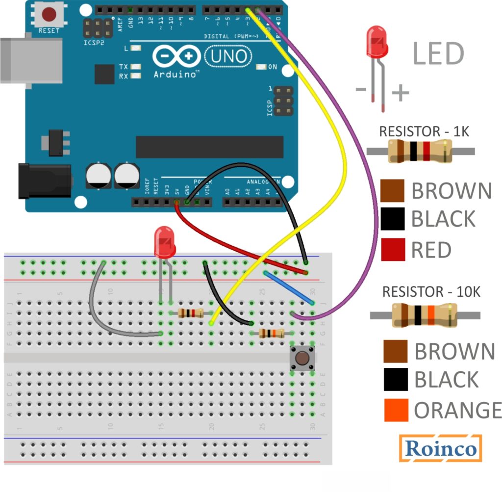 LED and Switch with Arduino Uno