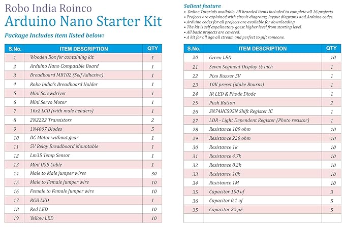 roinco nano starter kit for arduino roinco nano starter kit for arduino